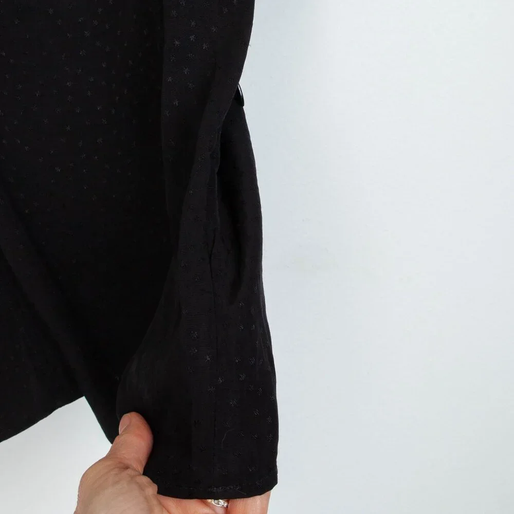 Madewell Womens Puff‎ Sleeve Top Floral Jacquard Size 14 Black Whimsigoth Witchy